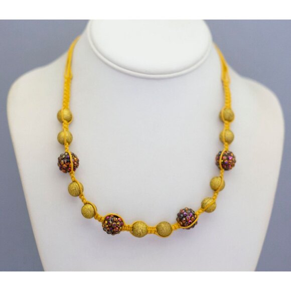 18 inch, Vintage Gold and Rainbow Ball Necklace - CL1 - Picture 2 of 3